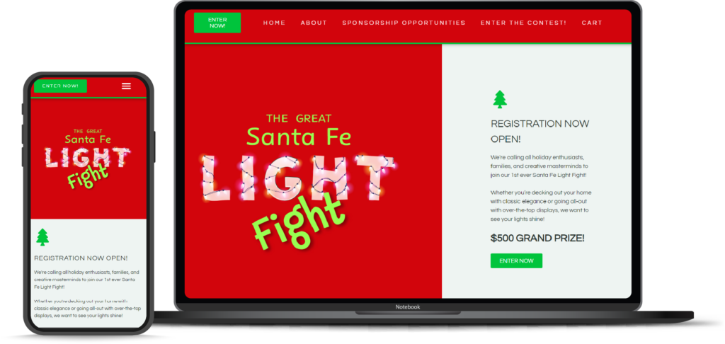 The Great Santa Fe Light Fight event website design