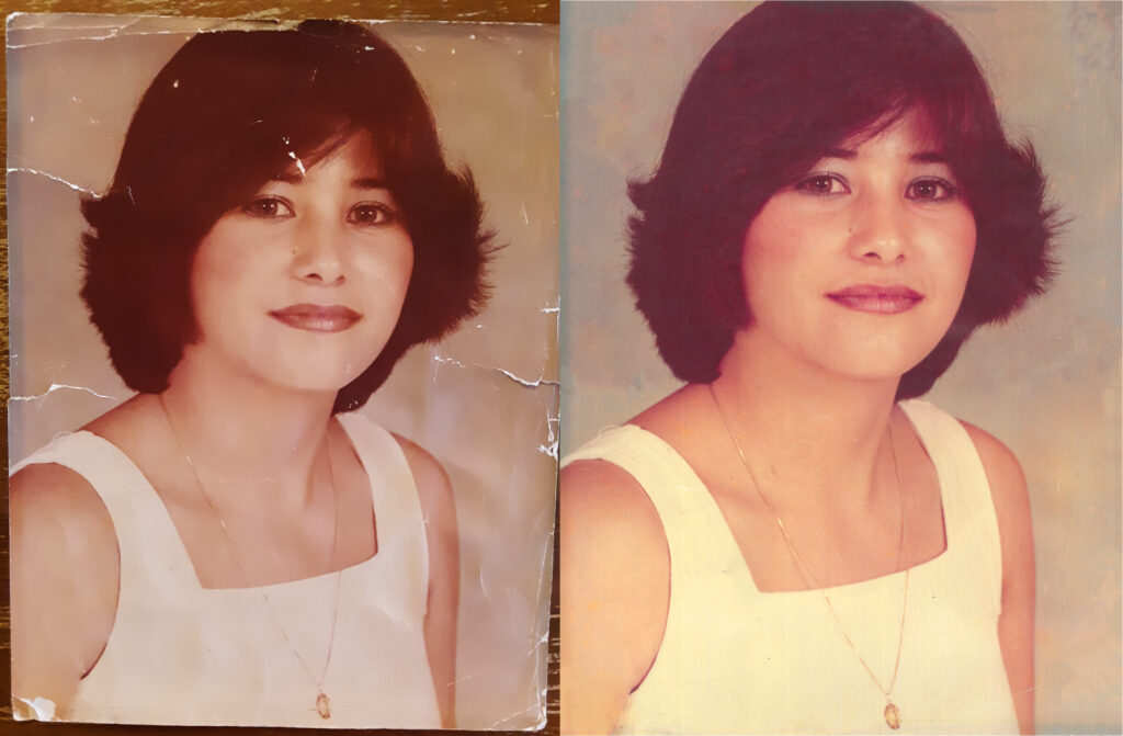 Before and after photo restoration by Girdner Graphic Design