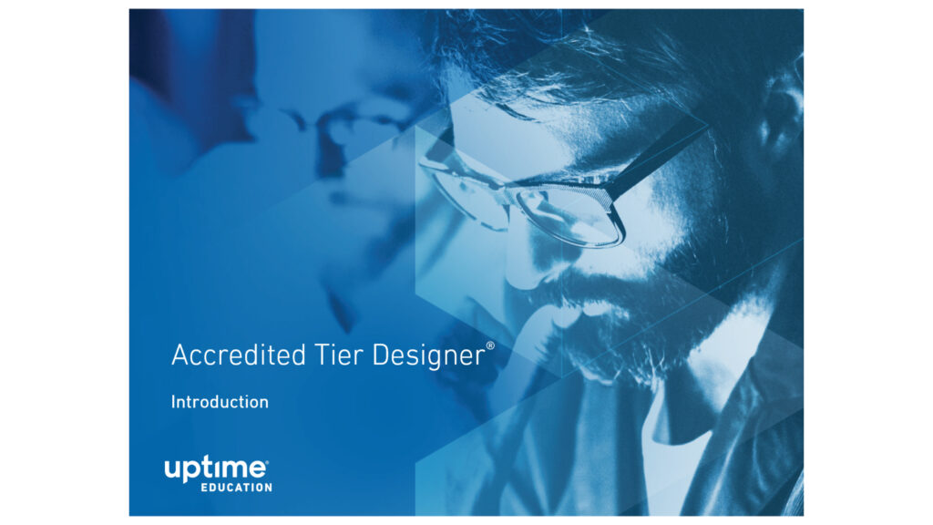 Uptime Institute presentation slide design in blue