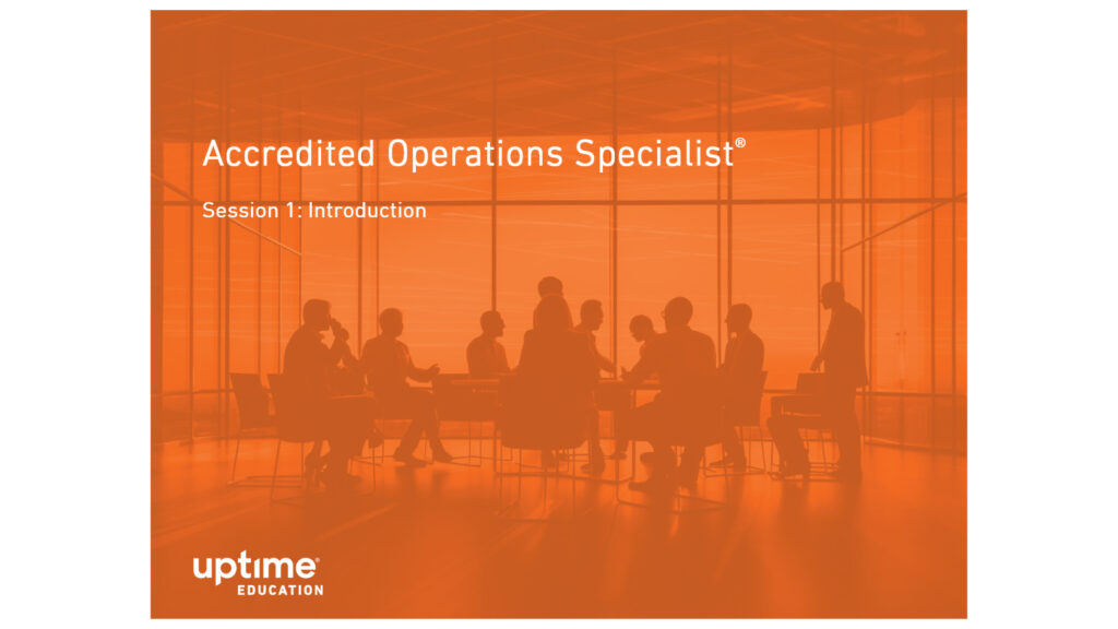 Uptime Institute presentation slide design in orange