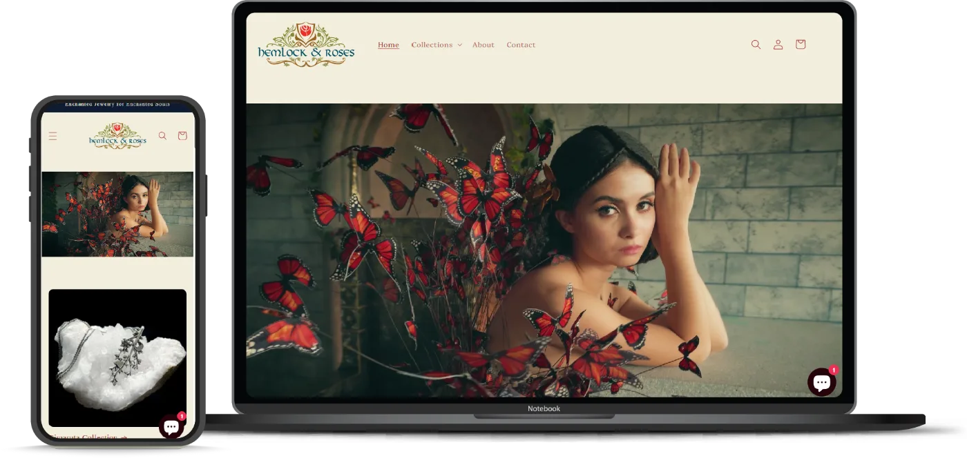 Hemlock and Roses website design