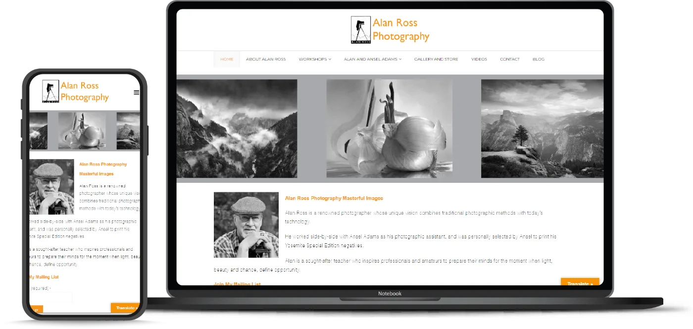 Alan Ross Photography website design