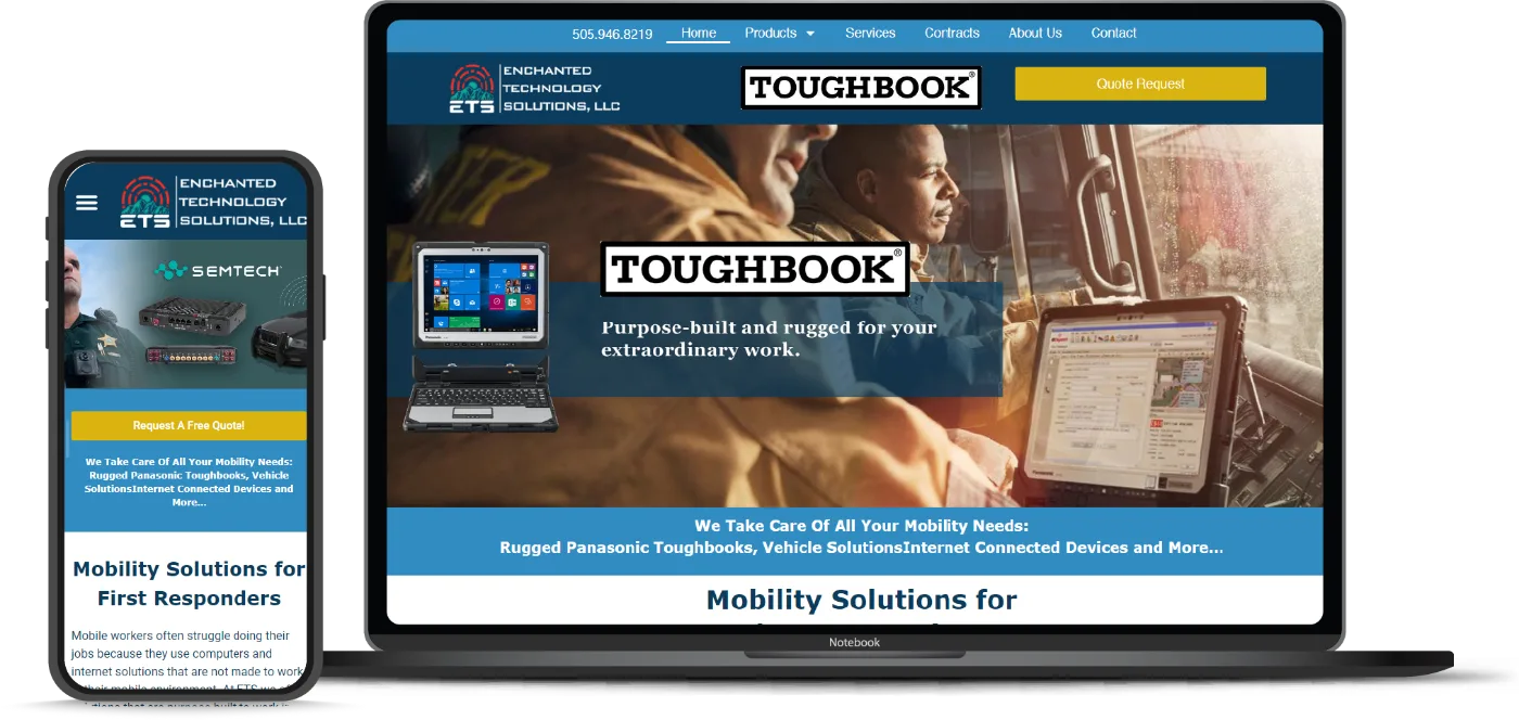 ETS Rugged Technology website design