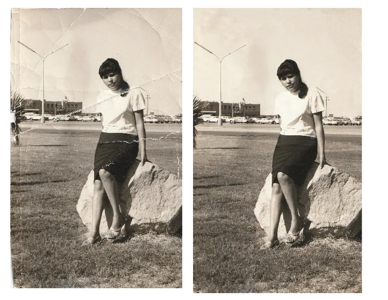 Before and after photo restoration by Girdner Graphic Design